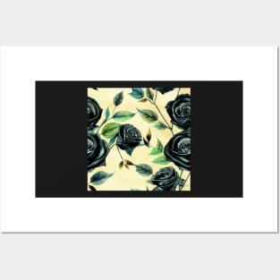 Black rose watercolor rose Posters and Art